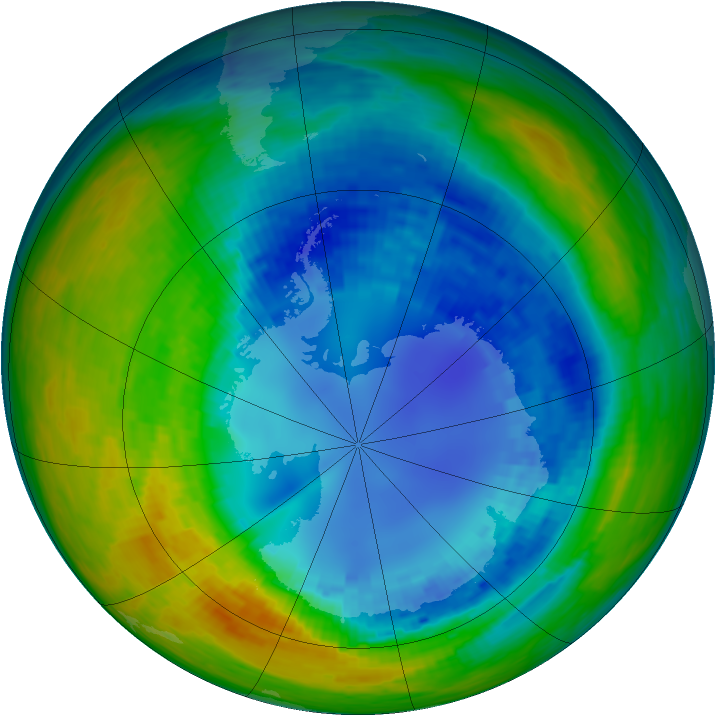 Antarctic ozone map for 24 August 1993